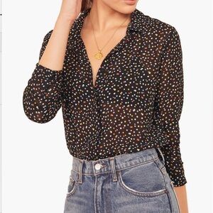 Reformation Violet Blouse with Colorful Dots